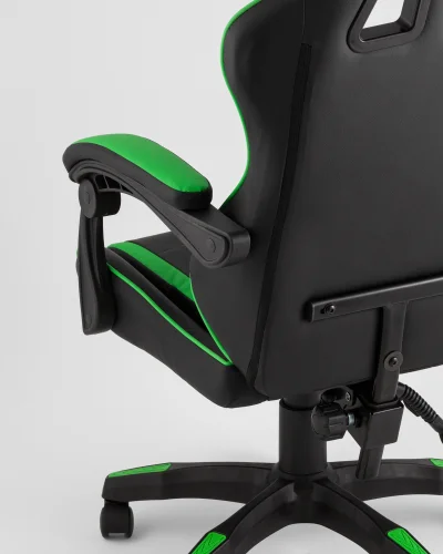 Кресло спортивное TopChairs Shadow, черно-зеленый УТ000039465 Stool Group, чёрный зелёный/экокожа, ножки/пластик/чёрный, размеры - *1270**** фото 6