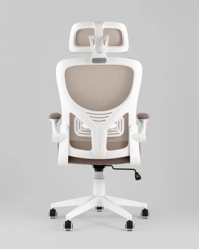 Кресло офисное TopChairs Airone, бежевый, в ткани УТ000040351 Stool Group, бежевый/текстиль сетка, ножки/металл/белый, размеры - *1250**** фото 6