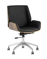 Кресло офисное TopChairs Crown, черное УТ000030887 Stool Group, чёрный/экокожа, ножки/металл/хром, размеры - ****600*620