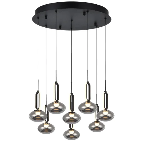 Люстра подвесная LED Baron 4284-8P Favourite чёрная на 8 ламп, основание чёрное в стиле современный каскад