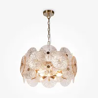 Люстра подвесная Aster MOD007PL-08G Maytoni прозрачная янтарная на 8 ламп, основание золотое в стиле арт-деко современный 