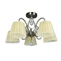 Люстра потолочная Cardillo OML-56617-05 Omnilux бежевая на 5 ламп, основание бронзовое в стиле классический 