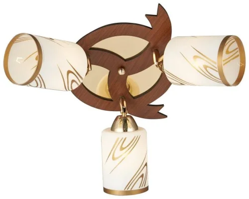 Светильник потолочный 722-307-03 Velante белый на 3 лампы, основание коричневое золотое в стиле классический 