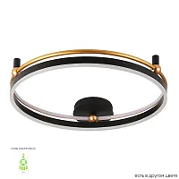 Люстра потолочная LED с пультом FERNANDO PL72W LED BLACK/GOLD Crystal Lux золотая чёрная на 1 лампа, основание золотое чёрное в стиле модерн кольца