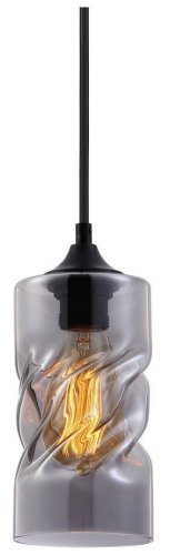 Светильник подвесной лофт 381-026-01 Velante прозрачный серый 1 лампа, основание чёрное в стиле лофт выдувное