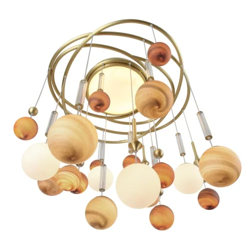 Люстра подвесная Callisto 5457/21C Odeon Light белая коричневая на 20 ламп, основание золотое в стиле современный арт-деко шар фото 7