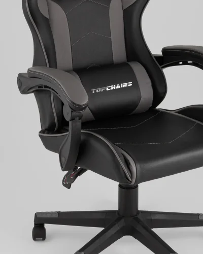 Кресло спортивное TopChairs Shadow, черно-серый УТ000039463 Stool Group, чёрный/экокожа, ножки/полимер/чёрный, размеры - 1170*1270***710*710 фото 9