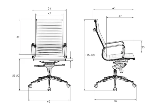 Офисное кресло для руководителей 101F-LMR CLARK, цвет чёрный Dobrin, чёрный/экокожа, ножки/металл/хром, размеры - 1090*1150***680*680 фото 13