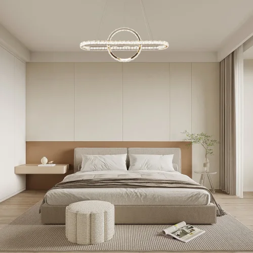 Люстра подвесная LED с пультом AM-Venezia 311311/L1000 GD Arte Milano прозрачная на 1 лампу, основание золотое в стиле современный кольца с пультом фото 12