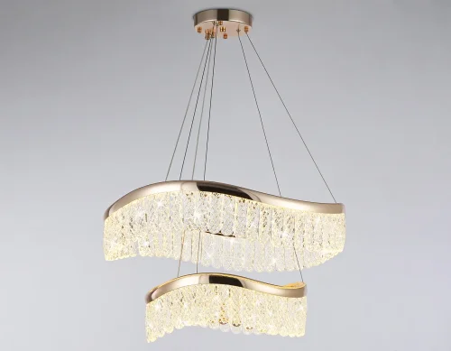 Светильник подвесной LED TR49728 Ambrella light прозрачный 1 лампа, основание золотое в стиле современный хай-тек кольца фото 7