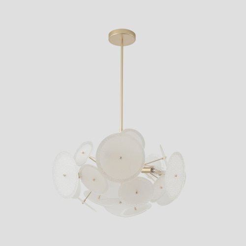 Люстра на штанге DANDELION SP6 GOLD Crystal Lux белая на 6 ламп, основание золотое в стиле современный фото 4