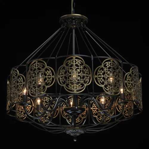 Люстра подвесная Франческа 109010208 Chiaro чёрная латунь на 8 ламп, основание чёрное в стиле ковка кантри  фото 2