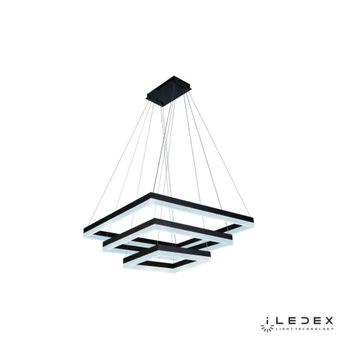 Светильник подвесной LED с пультом Twins D0319-3 (400x600x800) BK iLedex чёрный на 1 лампу, основание чёрное в стиле хай-тек современный с пультом квадраты