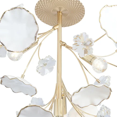 Люстра потолочная MARGO PL4 Crystal Lux белая прозрачная на 4 лампы, основание золотое в стиле флористика  фото 3