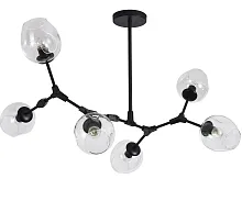 Люстра потолочная Нисса 07512-6,19(21) Kink Light прозрачная на 6 ламп, основание чёрное в стиле современный 