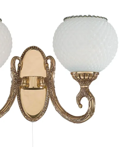 Бра с выключателем A 8550/2 Reccagni Angelo белый на 2 лампы, основание золотое в стиле классический фото 2