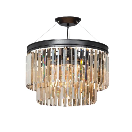 Люстра потолочная V5148-1/6S Vitaluce янтарная на 6 ламп, основание чёрное в стиле современный классический 