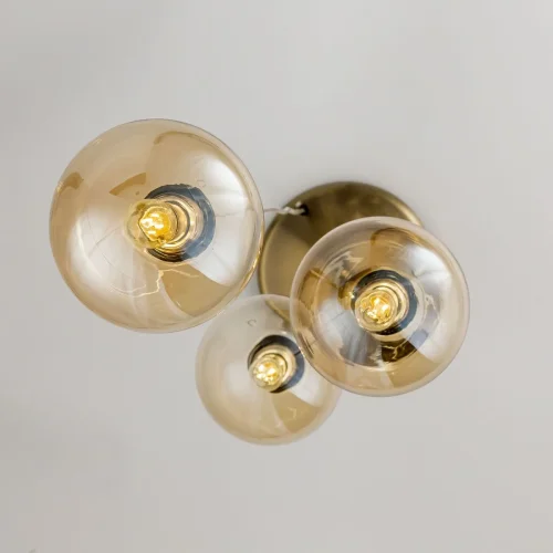 Светильник подвесной Томми CL102033 Citilux янтарный 3 лампы, основание бронзовое в стиле современный каскад шар фото 4