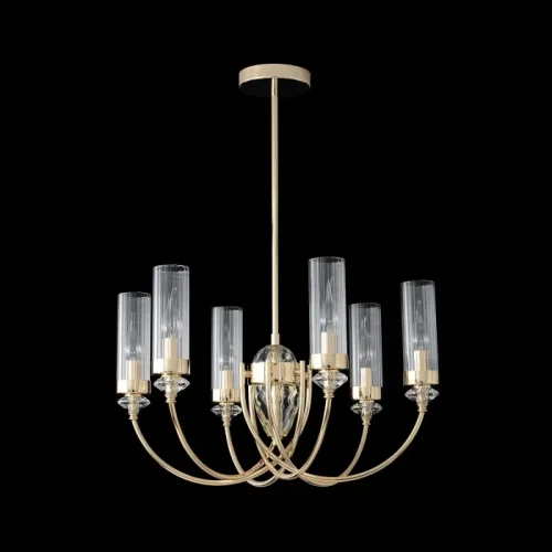 Люстра на штанге SECRET SP6 GOLD Crystal Lux прозрачная на 6 ламп, основание золотое в стиле классический фото 3 Люстра на штанге SECRET SP6 GOLD Crystal Lux прозрачная на 6 ламп, основание золотое в стиле классический фото 3
