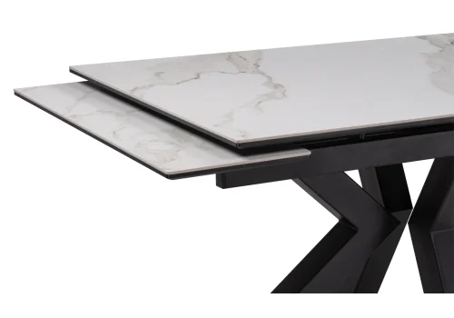 Керамический стол Бронхольм 140(200)х80х77 белый мрамор / черный 532396 Woodville столешница белая мрамор из керамика фото 3