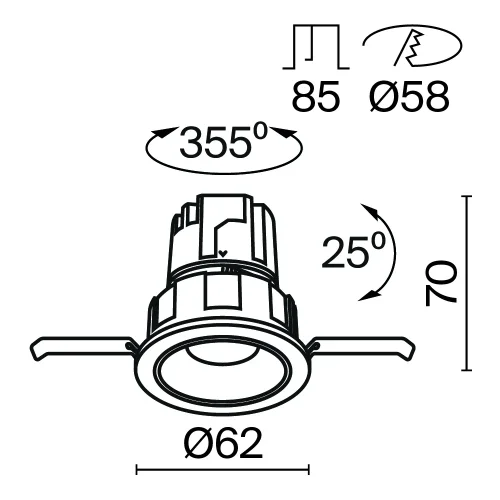 Светильник точечный LED Wise DL057-7W3K-B Maytoni чёрный на 1 лампу, основание чёрное в стиле хай-тек современный фото 6