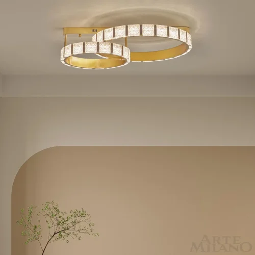 Люстра потолочная LED с пультом AM-Venezia 310183/D600-D400 GD Arte Milano прозрачная на 1 лампу, основание золотое в стиле современный с пультом фото 10