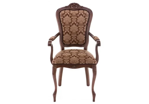 Деревянный стул Руджеро с мягкими подлокотниками орех / шоколад 318605 Woodville, шоколад/ткань, ножки/массив бука дерево/орех, размеры - ****580*560 фото 3