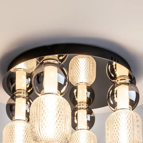 Люстра потолочная LED Drop MOD273CL-L60CH3K Maytoni прозрачная янтарная на 1 лампу, основание хром в стиле арт-деко современный фото 9