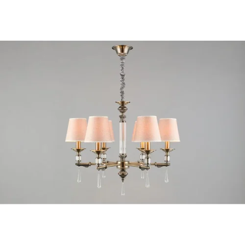 Люстра подвесная Rivoli OML-64213-06 Omnilux бежевая на 6 ламп, основание античное бронза в стиле классический фото 3