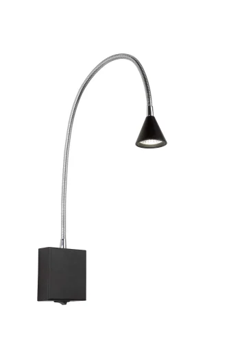 Бра с выключателем LED BUDDY 18293/03/30 Lucide чёрный на 1 лампа, основание чёрное в стиле современный 