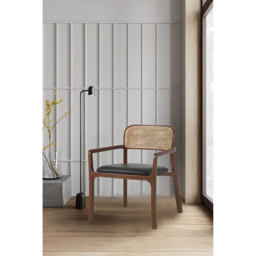Стул Davis 701055 Milosh Tendence, чёрный/экокожа, ножки/дерево/коричневый, размеры - ***625*655* фото 2