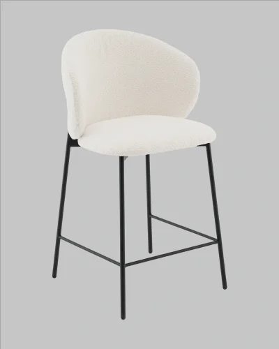 Стул полубарный Блейз букле белый УТ000041389 Stool Group, белый/букле, ножки/металл/чёрный, размеры - *****