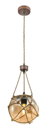 Светильник подвесной лофт Tiko 15859H Globo коричневый прозрачный 1 лампа, основание коричневое в стиле лофт шар