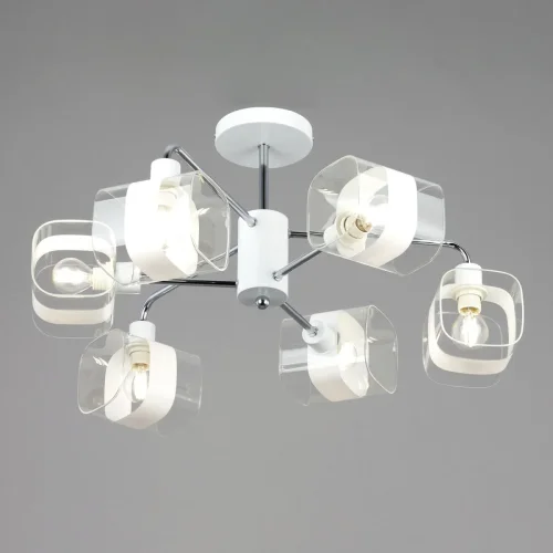 Люстра потолочная Бертон CL140160 Citilux белая прозрачная на 6 ламп, основание белое в стиле современный  фото 3