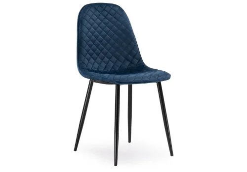 Стул на металлокаркасе Capri dark blue / black 11947 Woodville, синий/вельвет, ножки/металл/чёрный, размеры - ****450*510