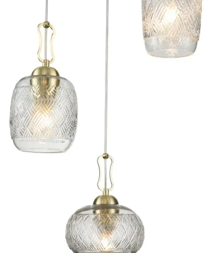 Светильник подвесной Pizzo V000291 Indigo прозрачный 3 лампы, основание золотое в стиле классический кантри выдувное фото 3
