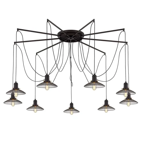 Светильник подвесной лофт Эдисон Spider CL451292 Citilux без плафона 9 ламп, основание коричневое в стиле лофт spider паук фото 6