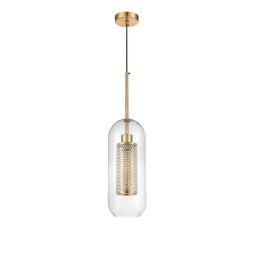Светильник подвесной Coro VL5524P11 Vele Luce прозрачный на 1 лампу, основание латунь в стиле современный фото 2