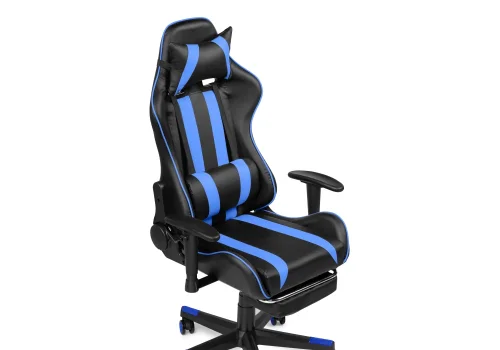 Компьютерное кресло Corvet black / blue 15465 Woodville, синий чёрный/искусственная кожа, ножки/пластик/чёрный, размеры - *1350***540* фото 8