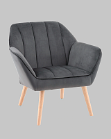 Кресло Руди серый УТ000040114 Stool Group, серый/велюр, ножки/массив гевеи/бежевый коричневый, размеры - *750****мм