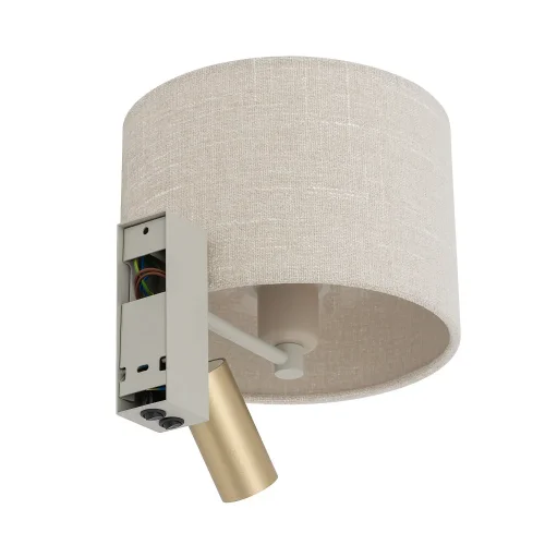 Бра с выключателем Santana A 11654-NW Nowodvorski бежевый на 1 лампу, основание золотое в стиле современный для чтения фото 4