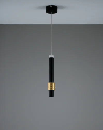 Светильник подвесной LED Elli V10884-PL Moderli чёрный золотой 1 лампа, основание золотое в стиле современный трубочки фото 2