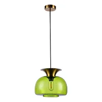 Светильник подвесной Mela V000097 Indigo зелёный 1 лампа, основание бронзовое в стиле современный выдувное