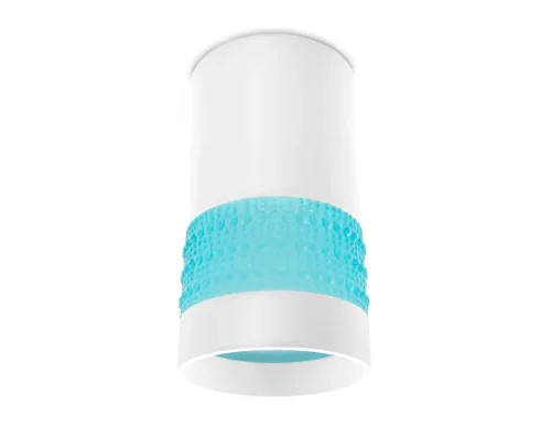 Светильник накладной TN371 Ambrella light белый голубой 1 лампа, основание белое в стиле хай-тек современный круглый фото 4