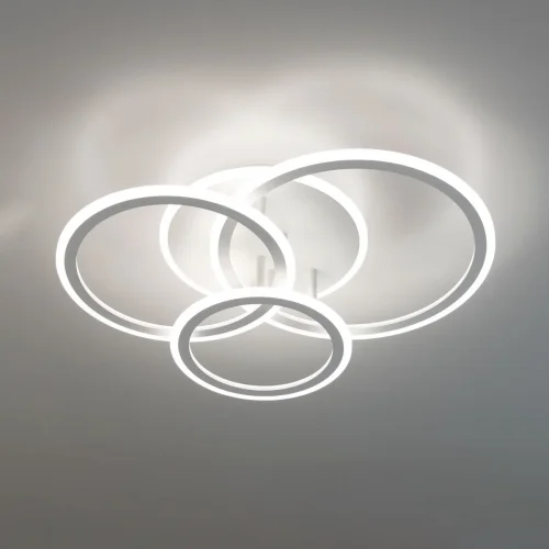 Люстра потолочная LED с пультом Тринити CL238130 Citilux белая на 1 лампа, основание белое в стиле современный с пультом кольца фото 6