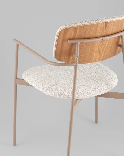 Стул Doe, светло-бежевый, бежевые ножки УТ000040249 Stool Group, бежевый/букле, ножки/металл/бежевый, размеры - *820**** фото 3
