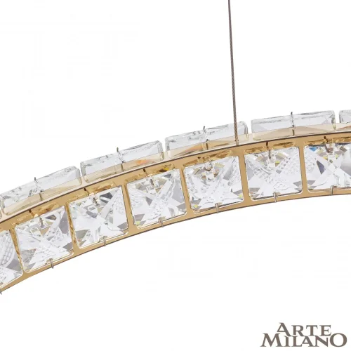 Люстра подвесная LED с пультом AM-Venezia 311311/D800 GD Arte Milano прозрачная на 1 лампу, основание золотое в стиле современный кольца с пультом фото 5
