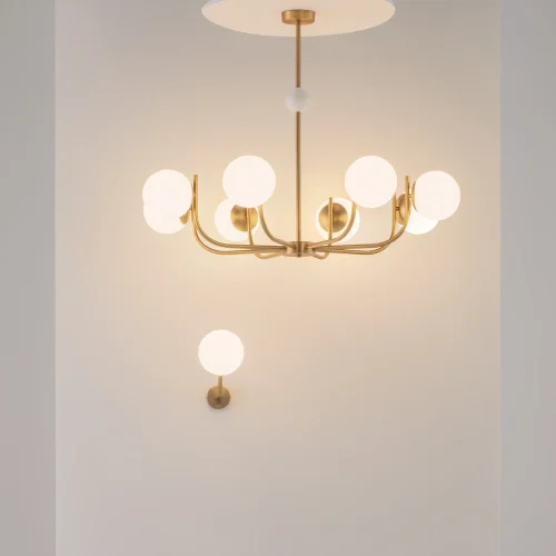 Бра Rendez-vous MOD109WL-01BS Maytoni белый на 1 лампу, основание латунь в стиле современный фото 9