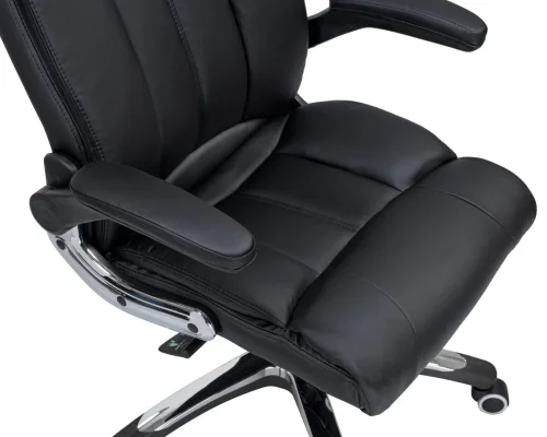 Офисное кресло для руководителей 107B-LMR RONALD, цвет чёрный Dobrin, чёрный/экокожа, ножки/металл/хром, размеры - 1130*1190***720*720 фото 7