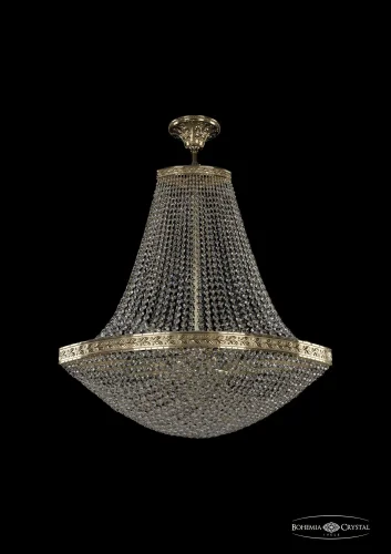 Люстра потолочная хрустальная 19323/H2/70IV G Bohemia Ivele Crystal прозрачная на 12 ламп, основание золотое в стиле классика sp